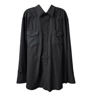 Vintage Wrangler Pearl Snap Shirt XXL 2XL Western Rodeo Rockabilly Black Goth